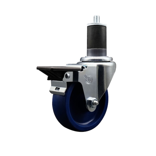 4'' Solid Poly Swivel 1-5/8'' Expanding Stem Caster with Brake